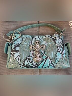 Cross Angel Wings Tree Camouflage Women's Handbag Purse